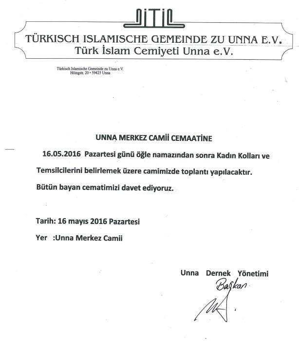 2016 Kadın Kolları toplantısına davet