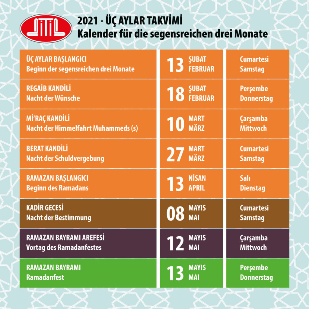 2021 Üç Aylar Takvimi