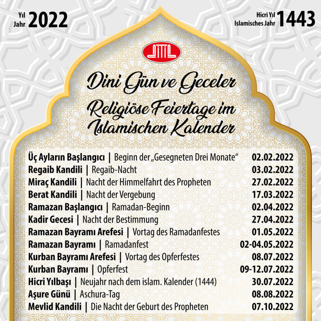 - Religiöse Feiertage im Islamischen Kalender 2022