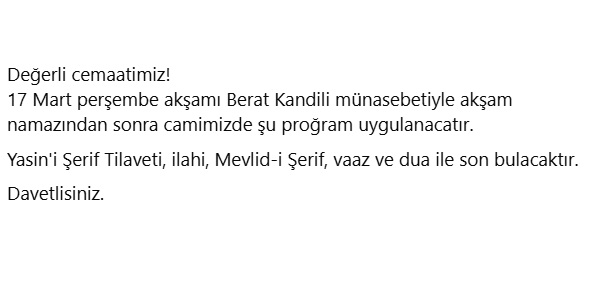 Berat Kandili 2022 - Unna