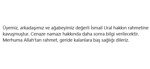 İsmail Ural Vefat etmiştir