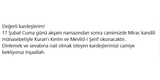 Miraç Kandili 2023 - Unna