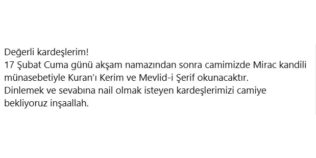 Miraç Kandili 2023 - Unna