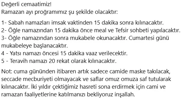 Ramazan Ayı Programı - Unna - 2022