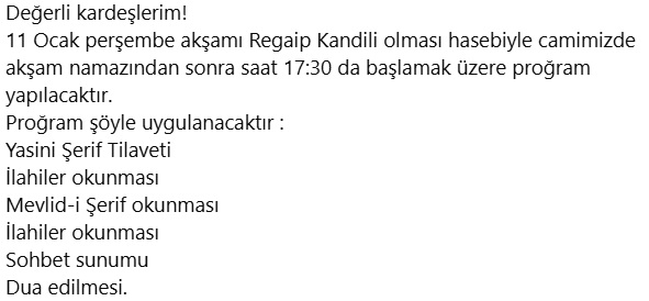Regaip Kandili 2024 - Unna