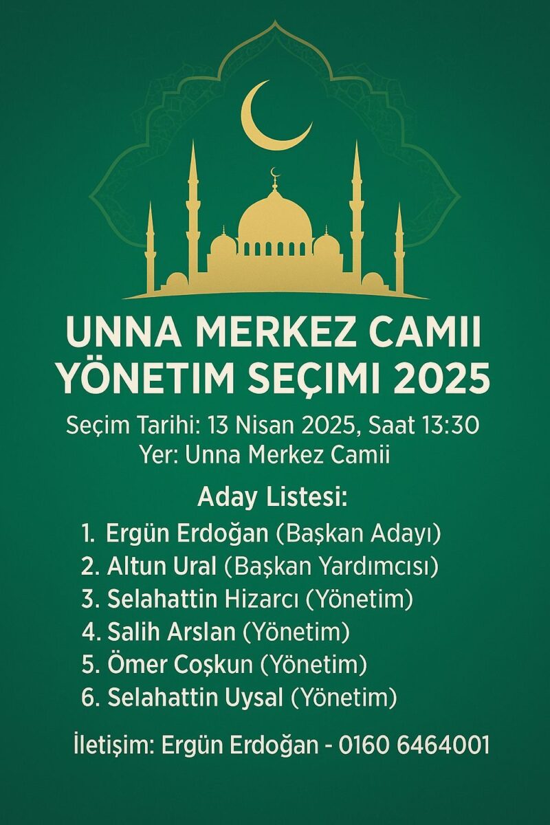 Unna - Cami - Yönetim Seçimi 2025
