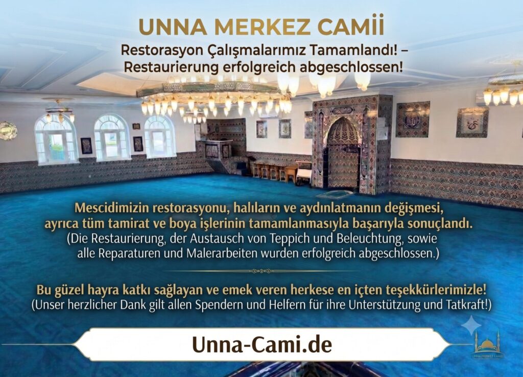 Restorasyon Çalışmalarımız Tamamlandı! - Restaurierung des Gebetsraums erfolgreich abgeschlossen!