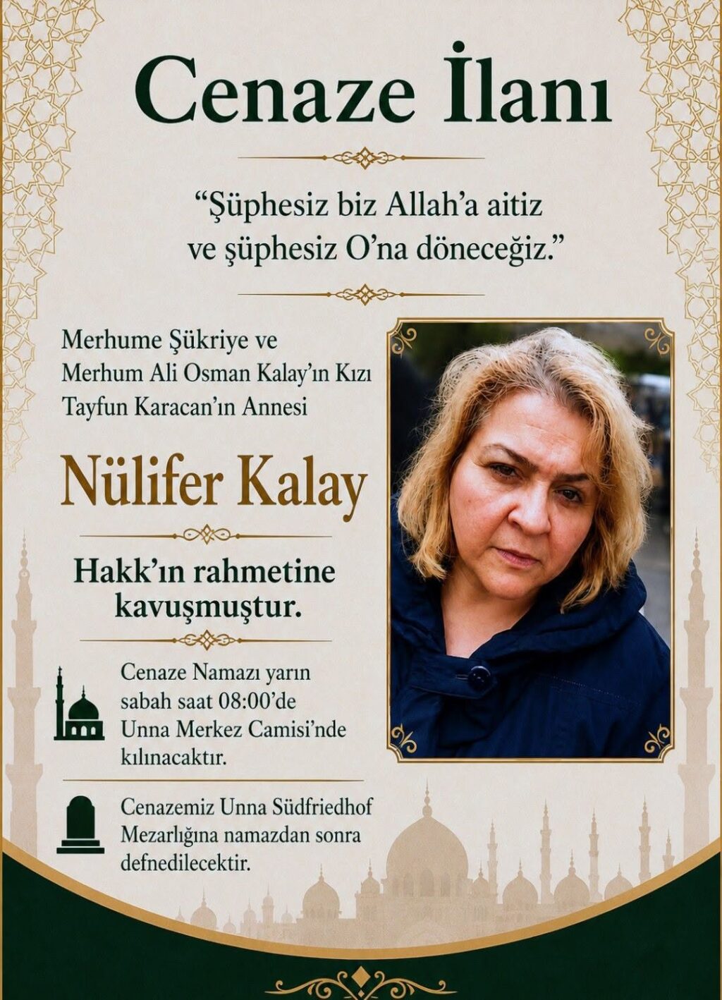 Nülifer Kalay vefat etmiştir