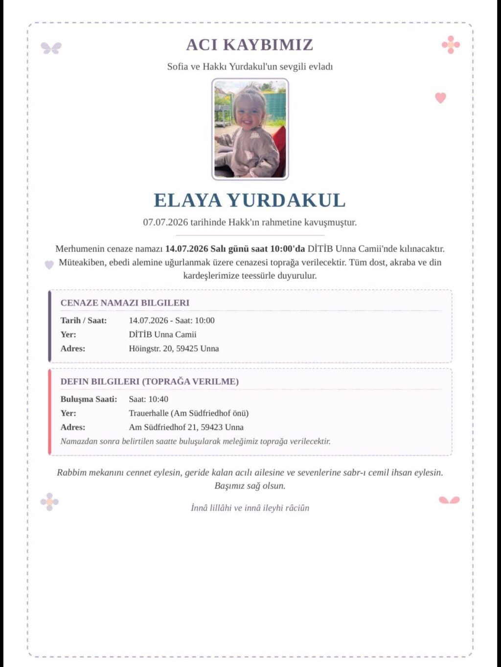 Elaya Yurdakul vefat etmiştir
